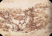 LEONARDO da Vinci, Landscape in the Arnotal